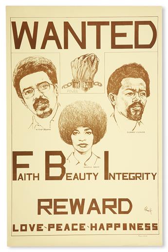 (CIVIL RIGHTS--POSTERS.) MOHAMED K.; artist. Wanted: Faith Beauty Integrity. Reward: Love-Peace-Happiness.